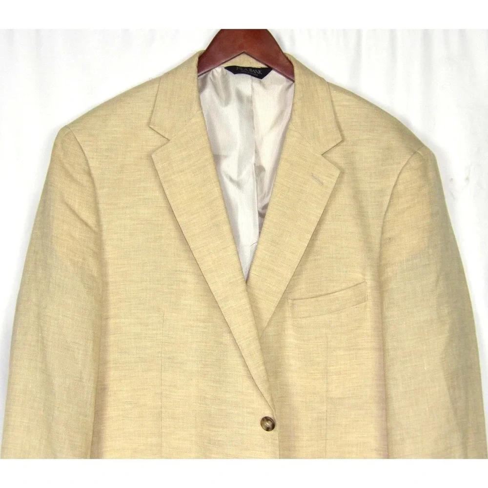 Jos. A. Bank Wool/Linen 2 Button Beige 730 BURKE Blazer Sport Jacket Men's 44R